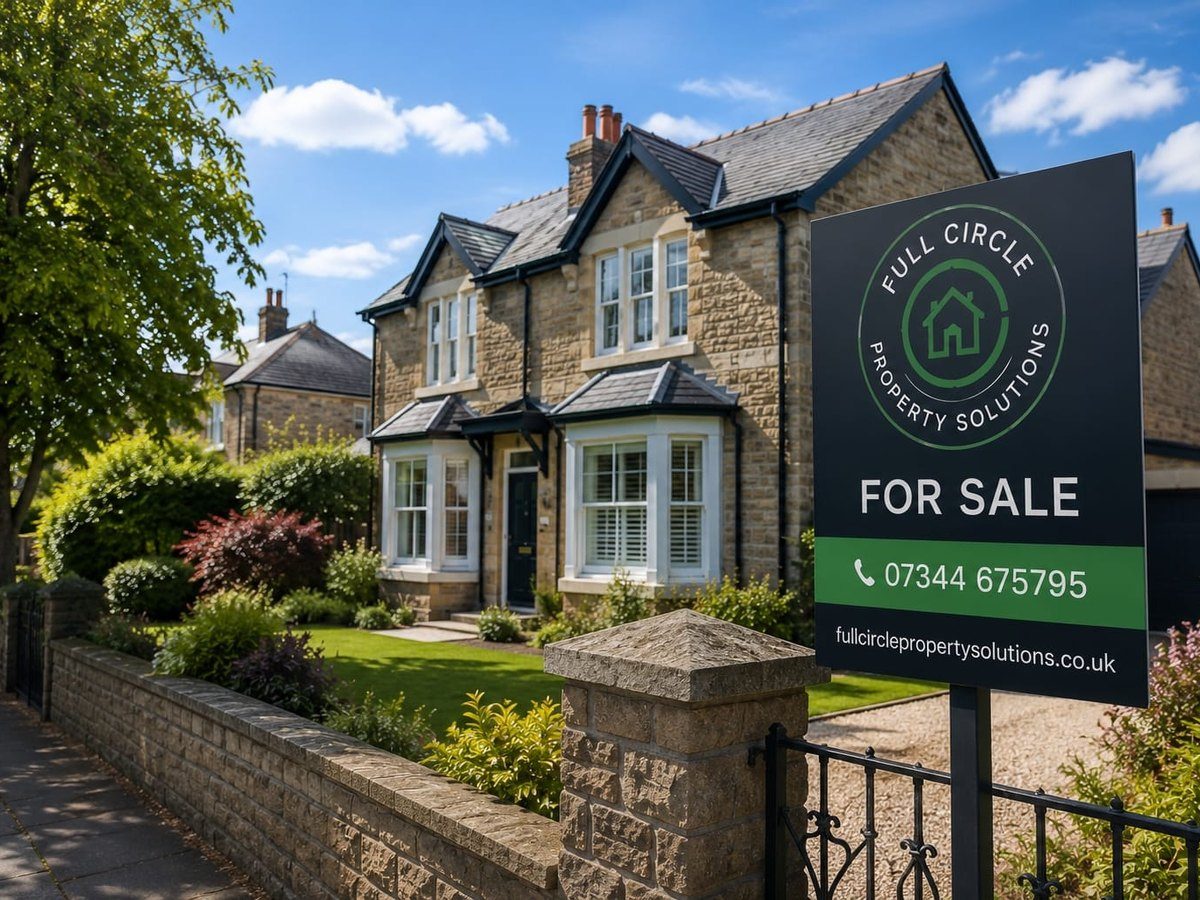 Full Circle Property Solutions For Sale board outside a period home